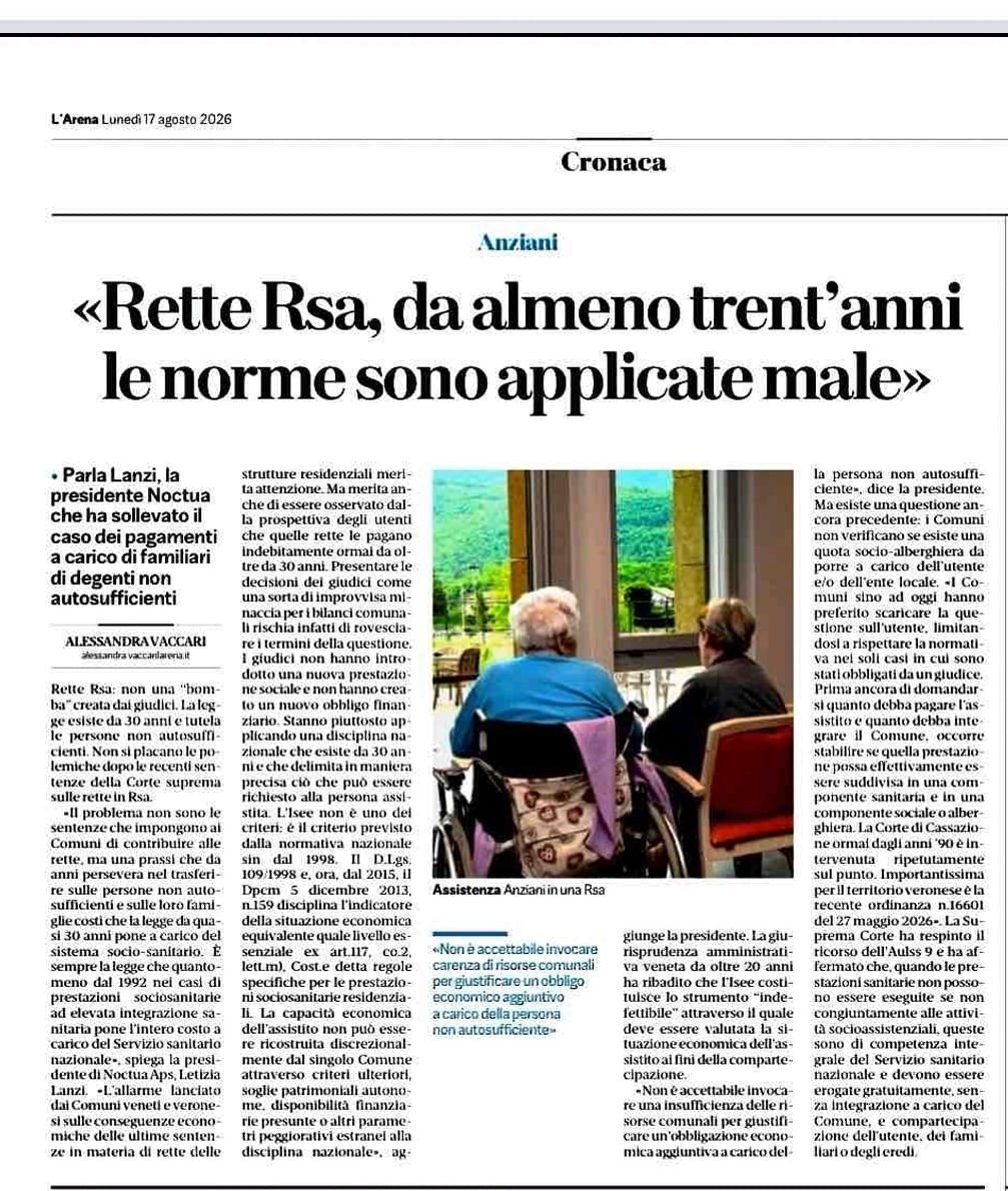 Ritaglio dell'articolo pubblicato su L'Arena del 17 agosto 2026